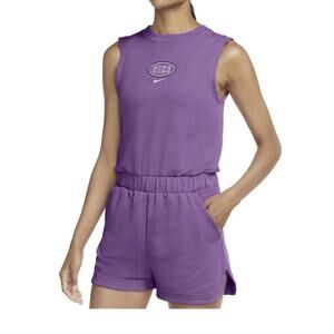 Nike Women’s Sleeveless Purple Romper Shorts Logo Embroidery Size Small